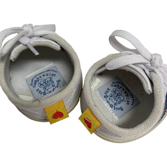 Build a Bear One Size Sneaker Shoes Lace Tie Up White Red Blue - Picture 5 of 5